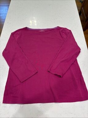 Talbots Deep Pink 3/4 Sleeve Crewneck Tee